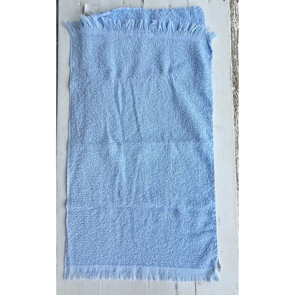 Vintage Cannon Blue Fringed Hand Towels Set of 2 USA Made Cotton Blend 0912